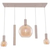 Hanglamp Aura  - Beige - 5 lichts - Rechthoekig - Amber glas