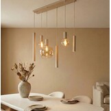Hanglamp Aura  - Beige - 5 lichts - Rechthoekig - Amber glas
