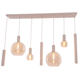 Hanglamp Aura  - Beige - 7 lichts  - Rechthoekig - Amber glas