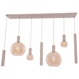 Hanglamp Aura  - Beige - 7 lichts  - Rechthoekig - Amber glas