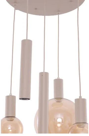 Hanglamp Aura  - Beige - 5 lichts - Rond - Amber glas