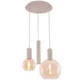Hanglamp Aura  - Beige - 3 lichts - Rond - Amber glas