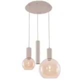 Hanglamp Aura  - Beige - 3 lichts - Rond - Amber glas