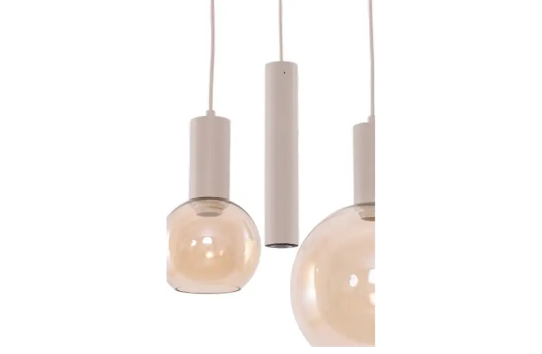 Hanglamp Aura  - Beige - 3 lichts - Rond - Amber glas
