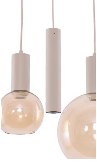 Hanglamp Aura  - Beige - 3 lichts - Rond - Amber glas