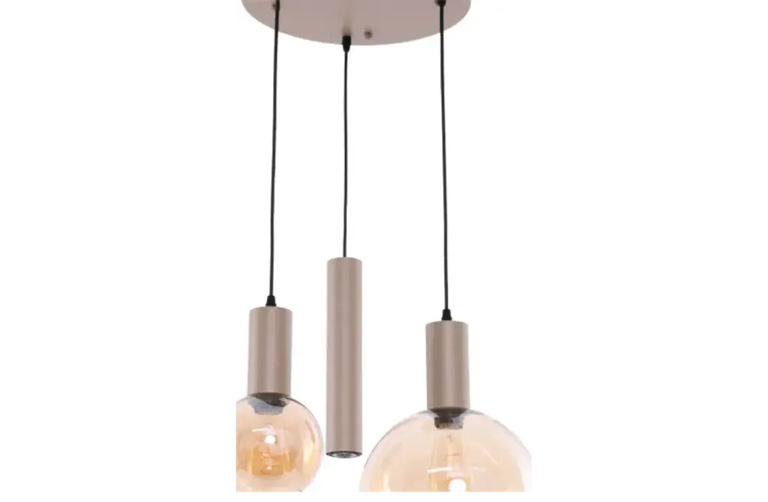 Hanglamp Aura  - Champagne - 3 lichts - Rond - Amber glas