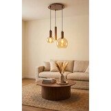 Hanglamp Aura  - Champagne - 3 lichts - Rond - Amber glas