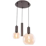 Hanglamp Aura  - Bruin - 3 lichts - Rond - Amber glas