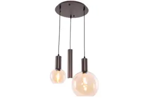 Hanglamp Aura  - Bruin - 3 lichts - Rond