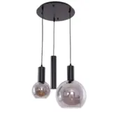 Hanglamp Aura  - Zwart - 3 lichts - Rond - Smoke glas