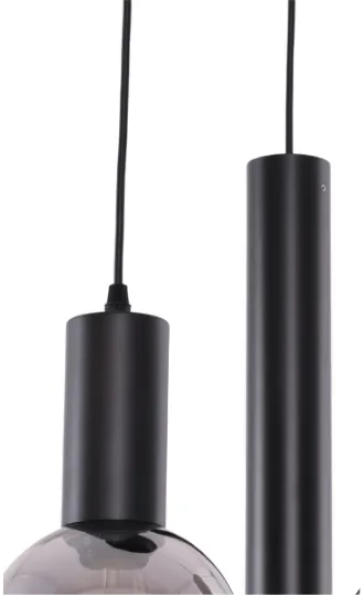 Hanglamp Aura  - Zwart - 3 lichts - Rond - Smoke glas