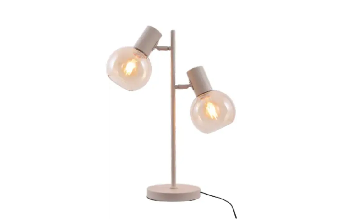 Tafellamp Aura - Beige - 2 lichts - Amber glas