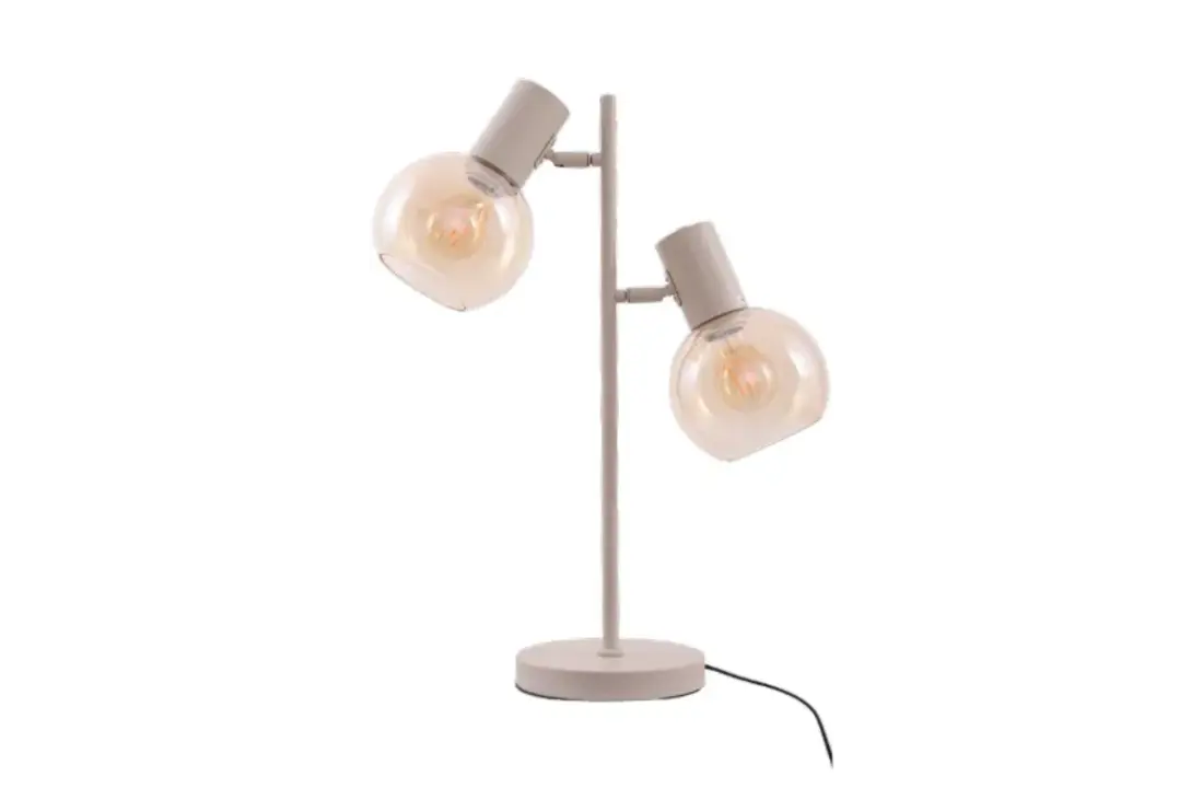 Tafellamp Aura - Beige - 2 lichts - Amber glas