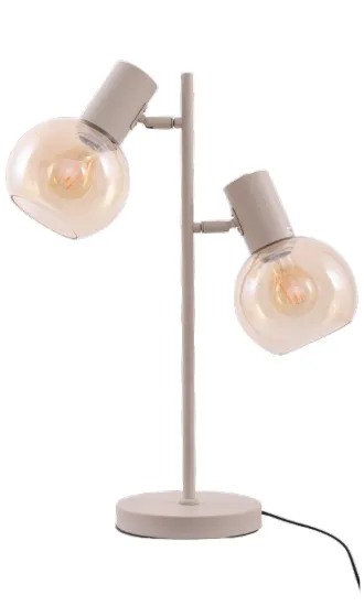 Tafellamp Aura - Beige - 2 lichts - Amber glas