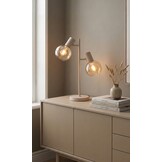 Tafellamp Aura - Beige - 2 lichts - Amber glas