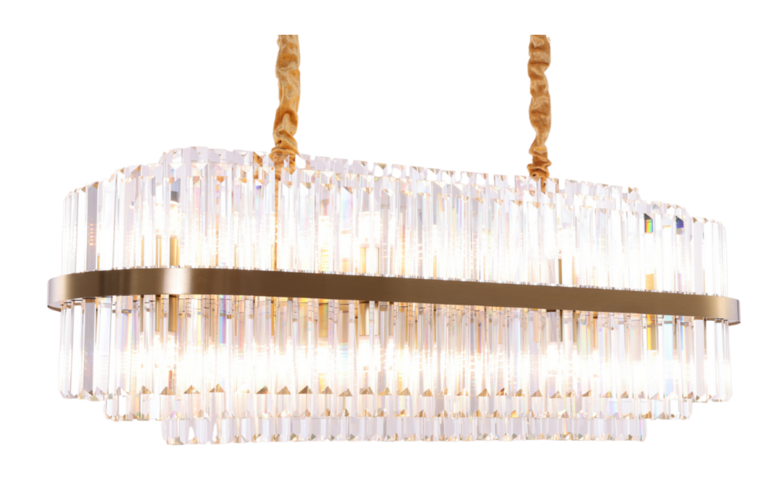Hanglamp Amira Transparant/Goud | L100xB35xH30 cm