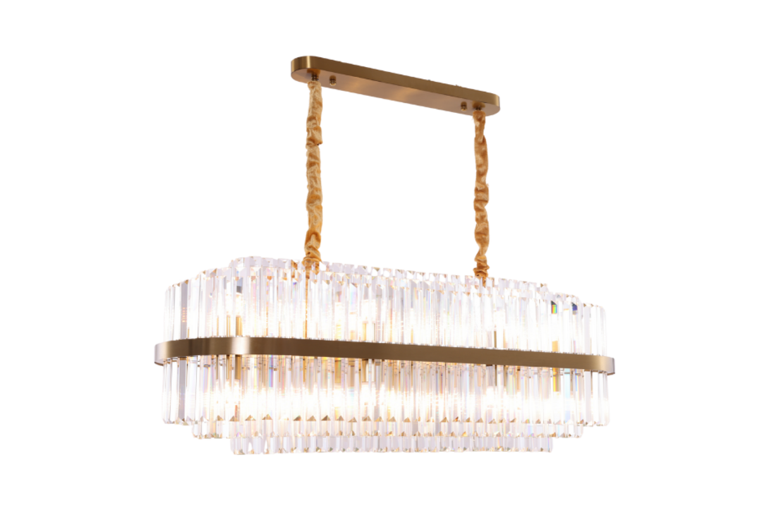 Hanglamp Amira Transparant/Goud | L100xB35xH30 cm