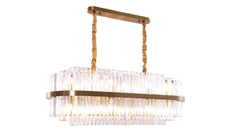 Hanglamp Amira Transparant/Goud | L100xB35xH30 cm