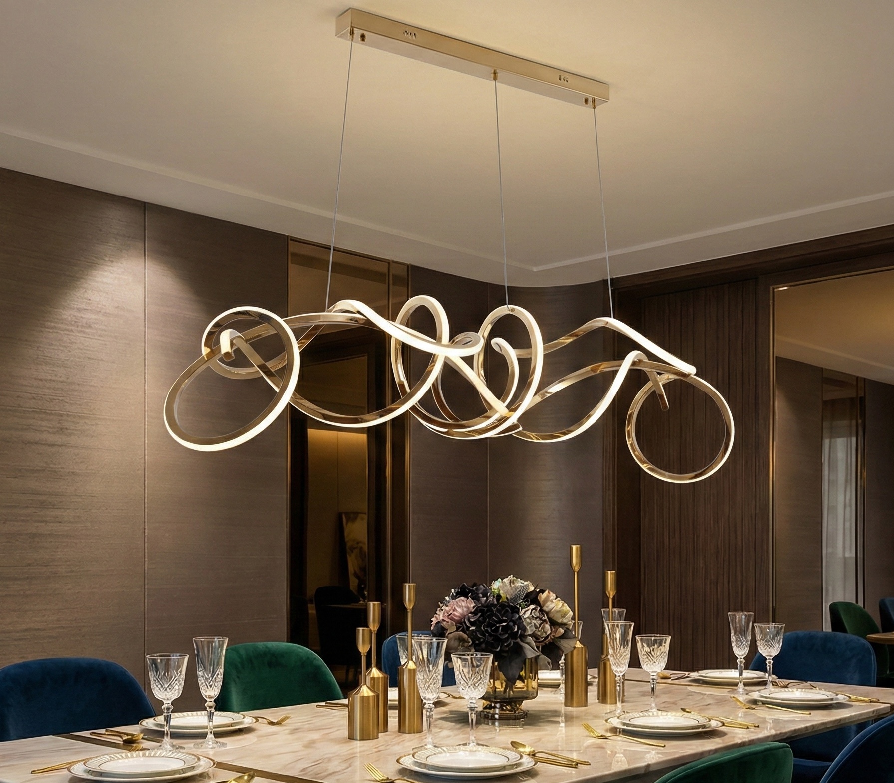 Design hanglamp Twist - Goud incl. Led - L130 cm