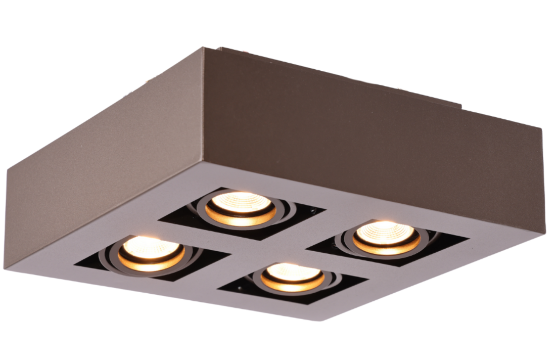 Moderne Plafondspot Quadrado - dimbaar 4x5W | Bruin