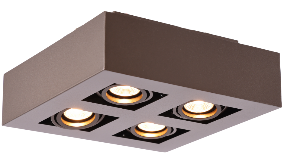 Moderne Plafondspot Quadrado - dimbaar 4x5W | Bruin