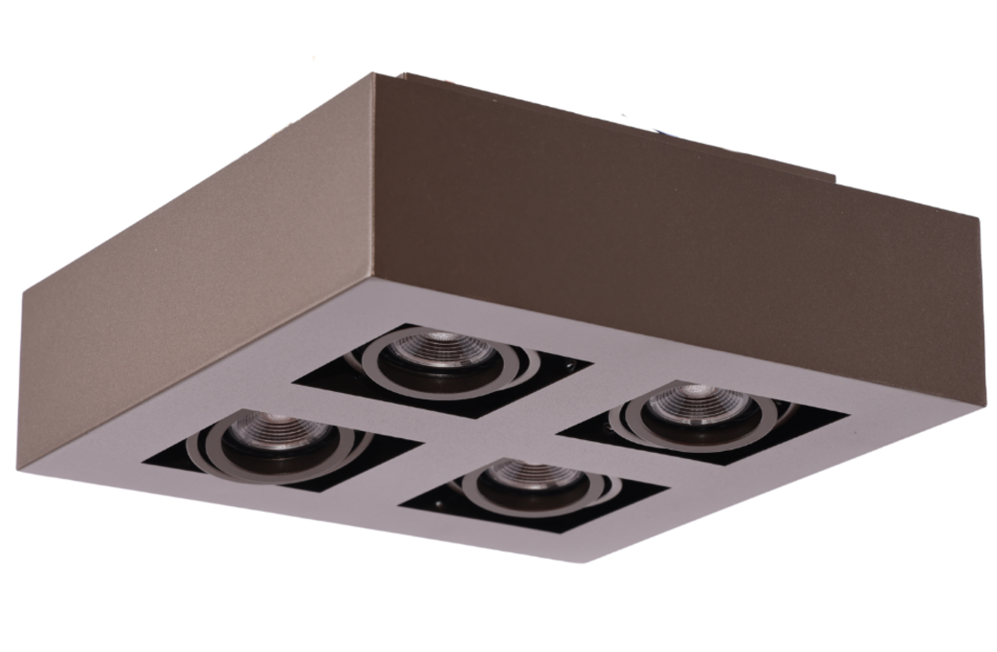 Moderne Plafondspot Quadrado - dimbaar 4x5W | Bruin