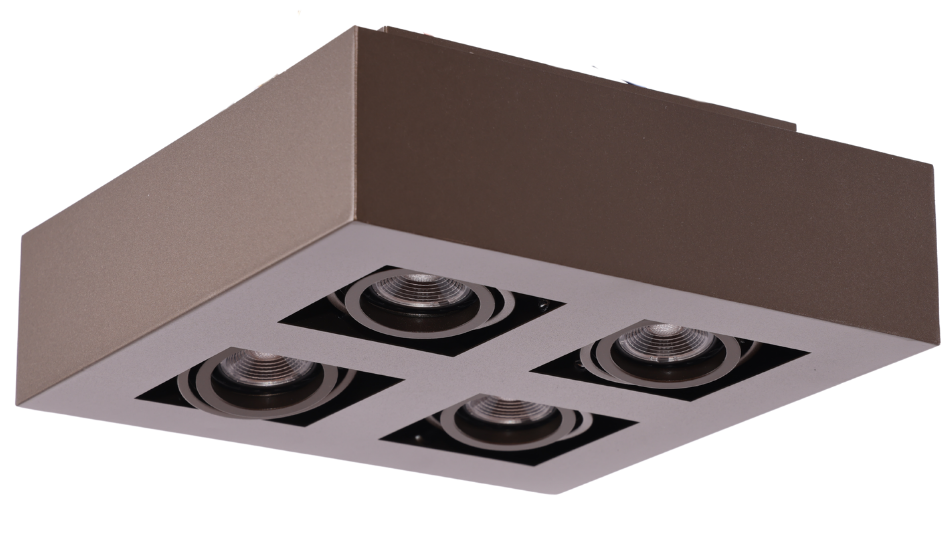 Moderne Plafondspot Quadrado - dimbaar 4x5W | Bruin