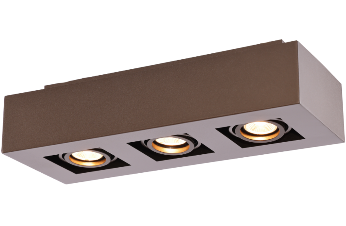 Moderne Plafondspot Quadrado - dimbaar 3x5W | Bruin