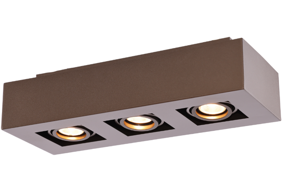 Moderne Plafondspot Quadrado - dimbaar 3x5W | Bruin