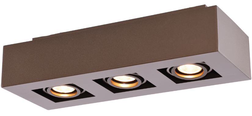 Moderne Plafondspot Quadrado - dimbaar 3x5W | Bruin