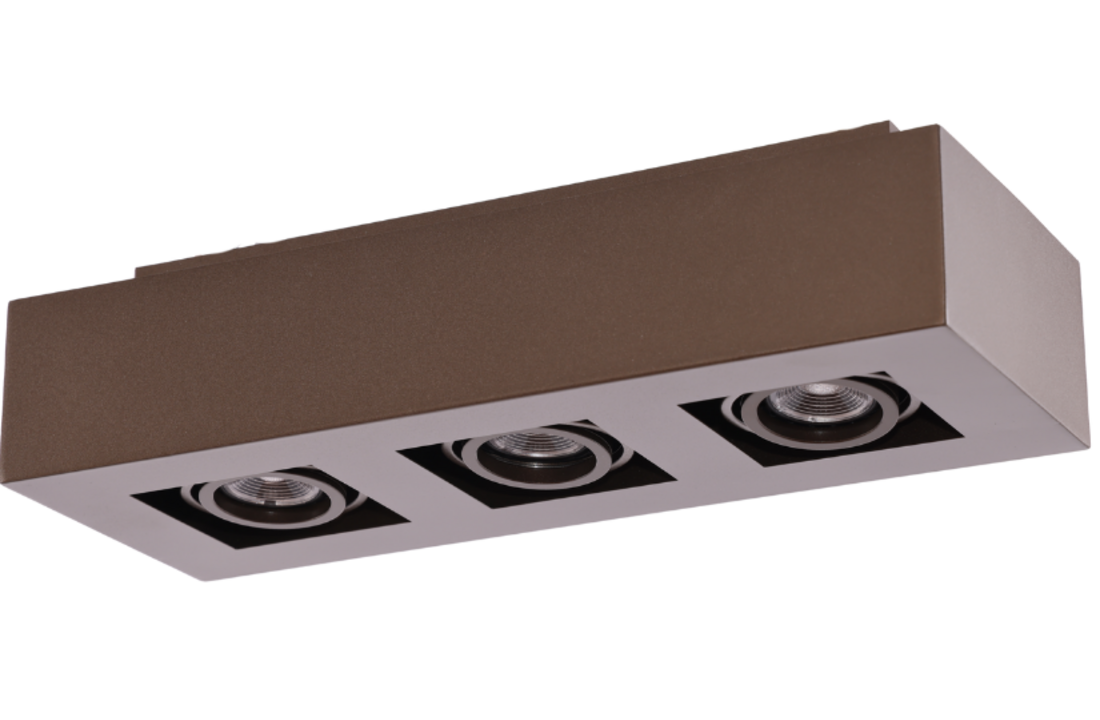 Moderne Plafondspot Quadrado - dimbaar 3x5W | Bruin