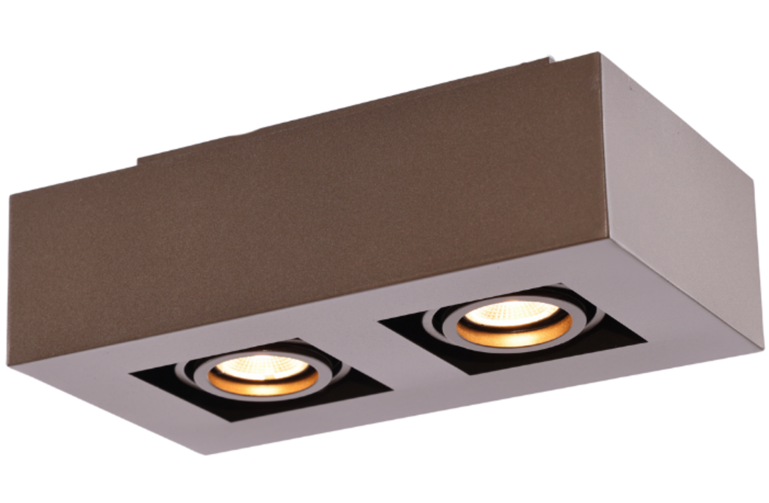 Moderne Plafondspot Quadrado - dimbaar 2x5W | Bruin