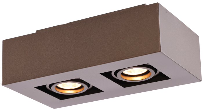 Moderne Plafondspot Quadrado - dimbaar 2x5W | Bruin