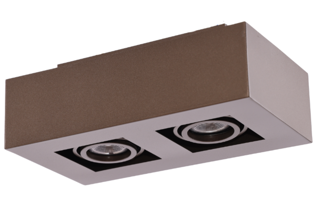 Moderne Plafondspot Quadrado - dimbaar 2x5W | Bruin