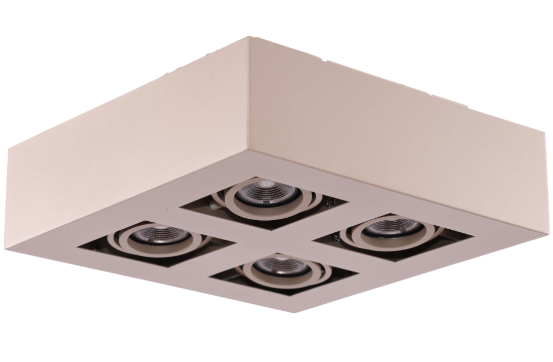 Moderne Plafondspot Quadrado - dimbaar 4x5W | Champagne