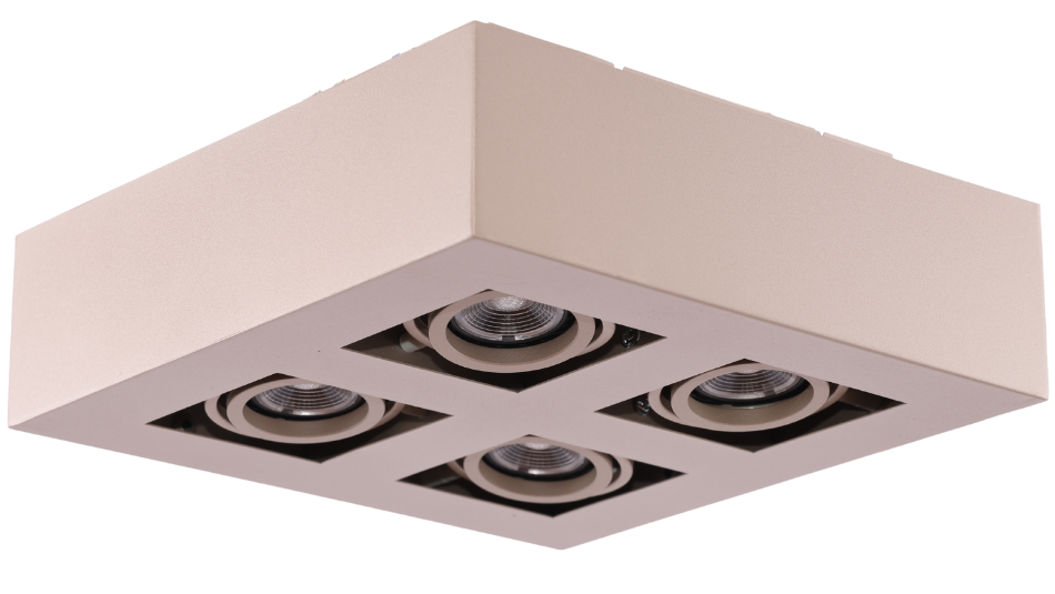 Moderne Plafondspot Quadrado - dimbaar 4x5W | Champagne