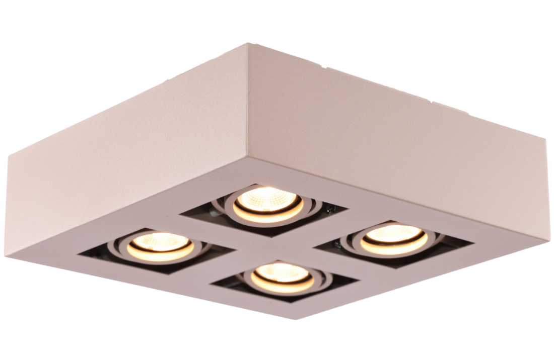 Moderne Plafondspot Quadrado - dimbaar 4x5W | Champagne