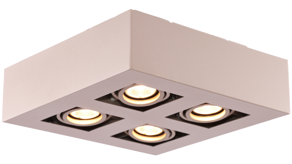 Moderne Plafondspot Quadrado - dimbaar 4x5W | Champagne