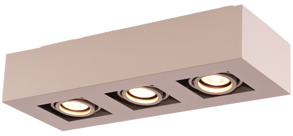 Moderne Plafondspot Quadrado - dimbaar 3x5W | Champagne