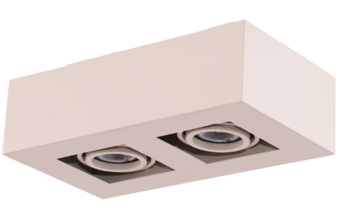 Moderne Plafondspot Quadrado - dimbaar 2x5W | Beige