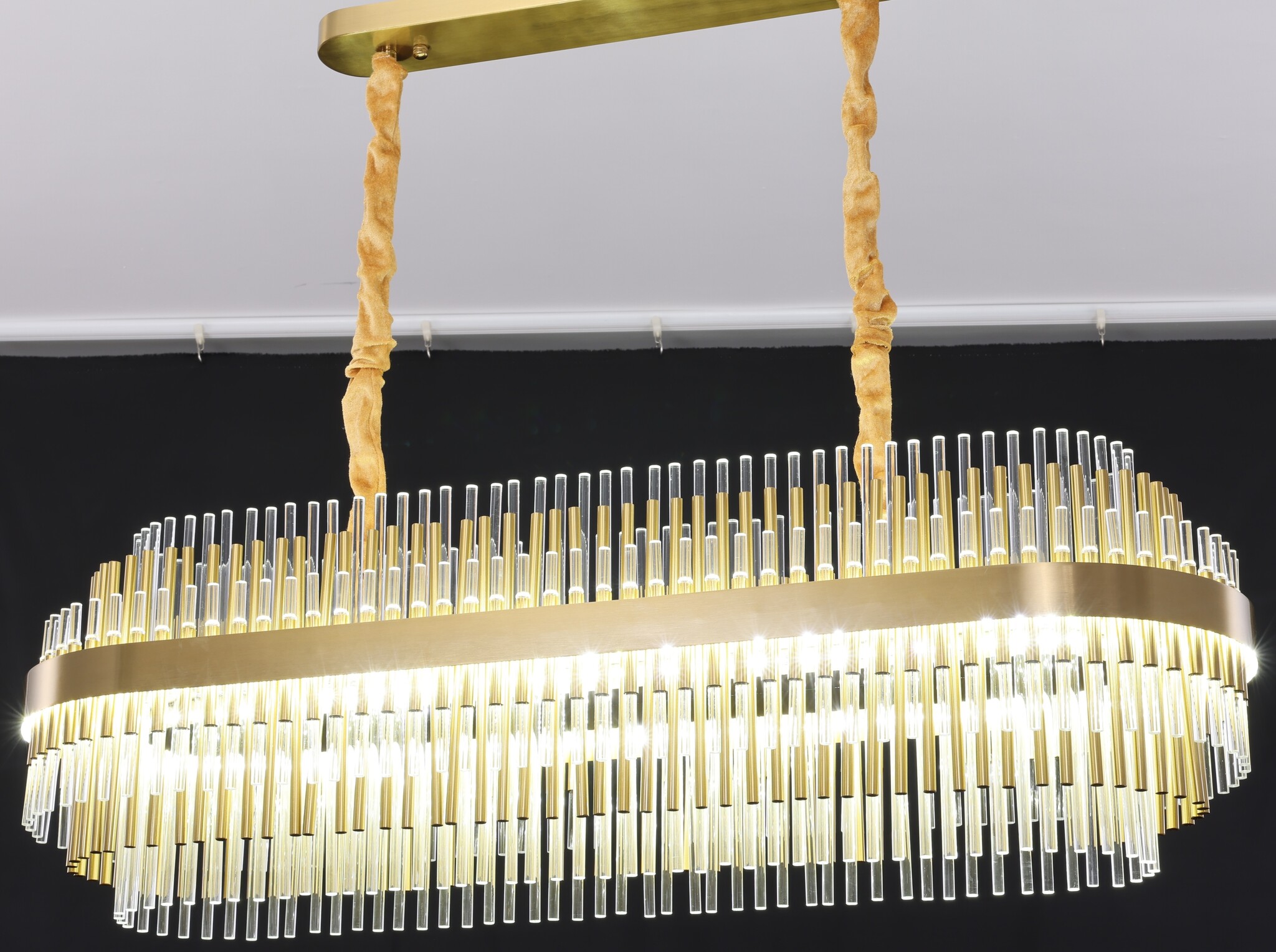 Hanglamp Amira Transparant/Goud | L100xB32xH32 cm