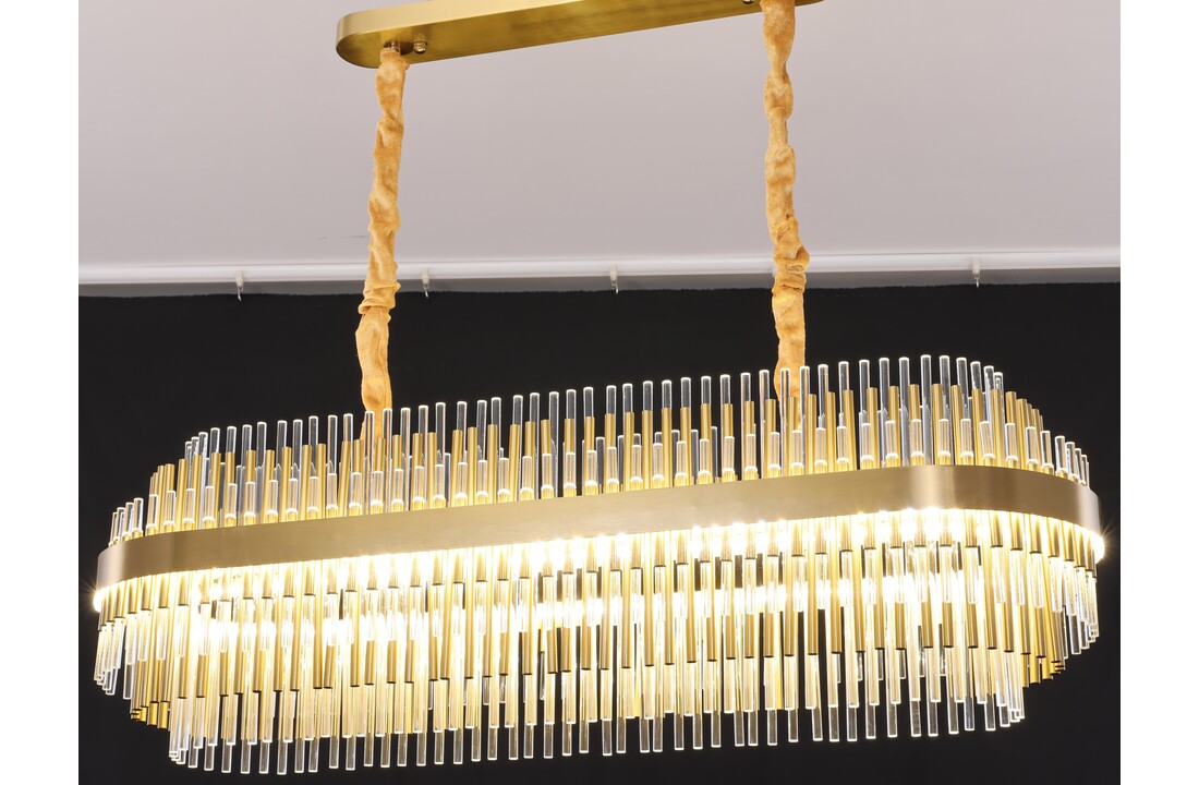 Hanglamp Amira Transparant/Goud | L100xB32xH32 cm