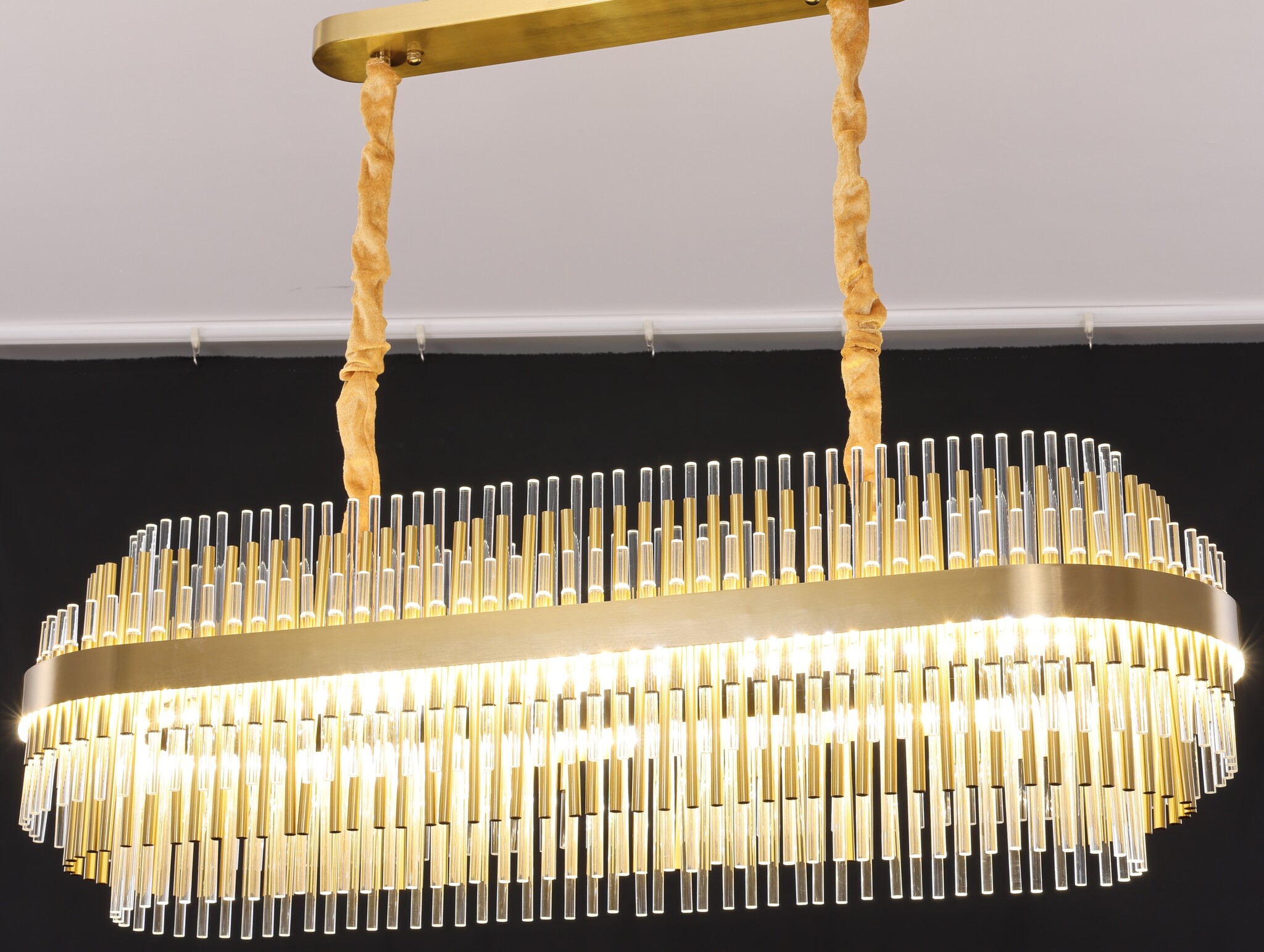 Hanglamp Amira Transparant/Goud | L100xB32xH32 cm