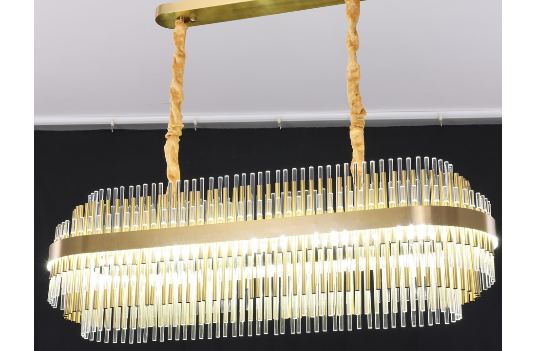 Hanglamp Amira Transparant/Goud | L100xB32xH32 cm