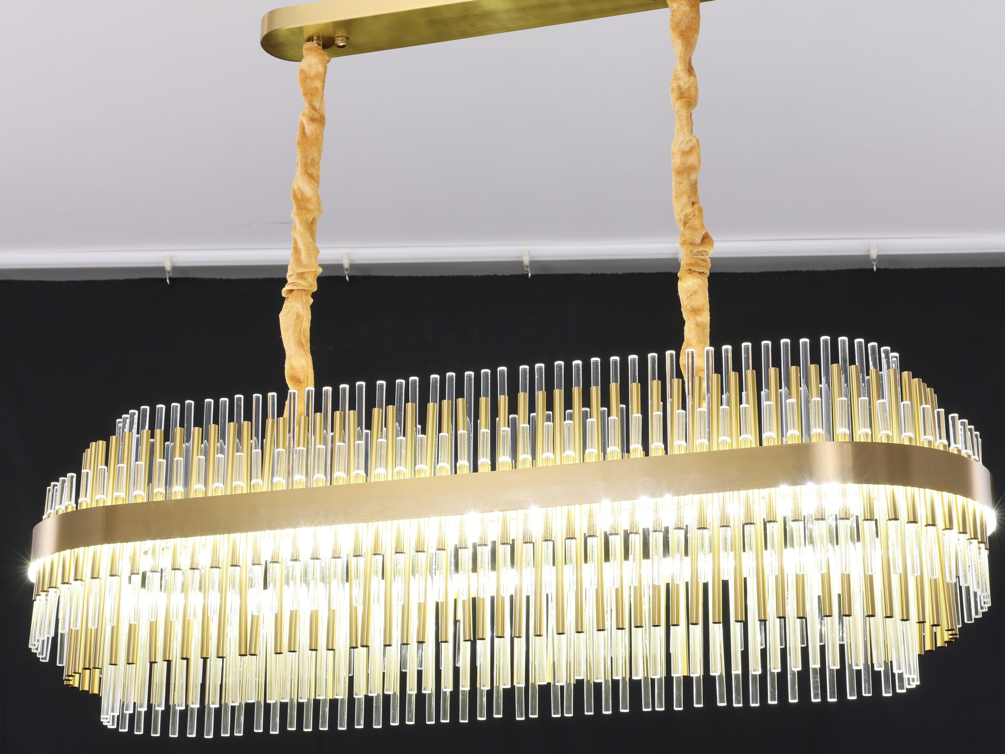Hanglamp Amira Transparant/Goud | L100xB32xH32 cm