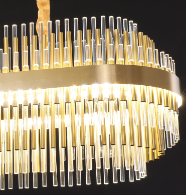 Hanglamp Amira Transparant/Goud | L100xB32xH32 cm