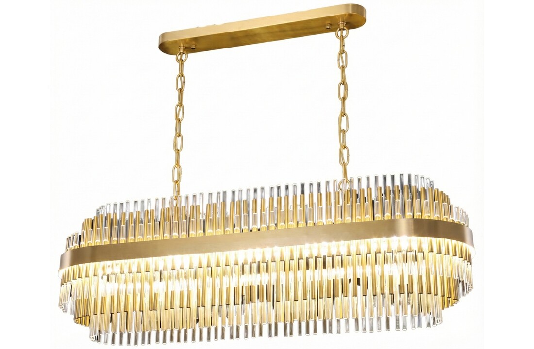 Hanglamp Amira Transparant/Goud | L100xB32xH32 cm