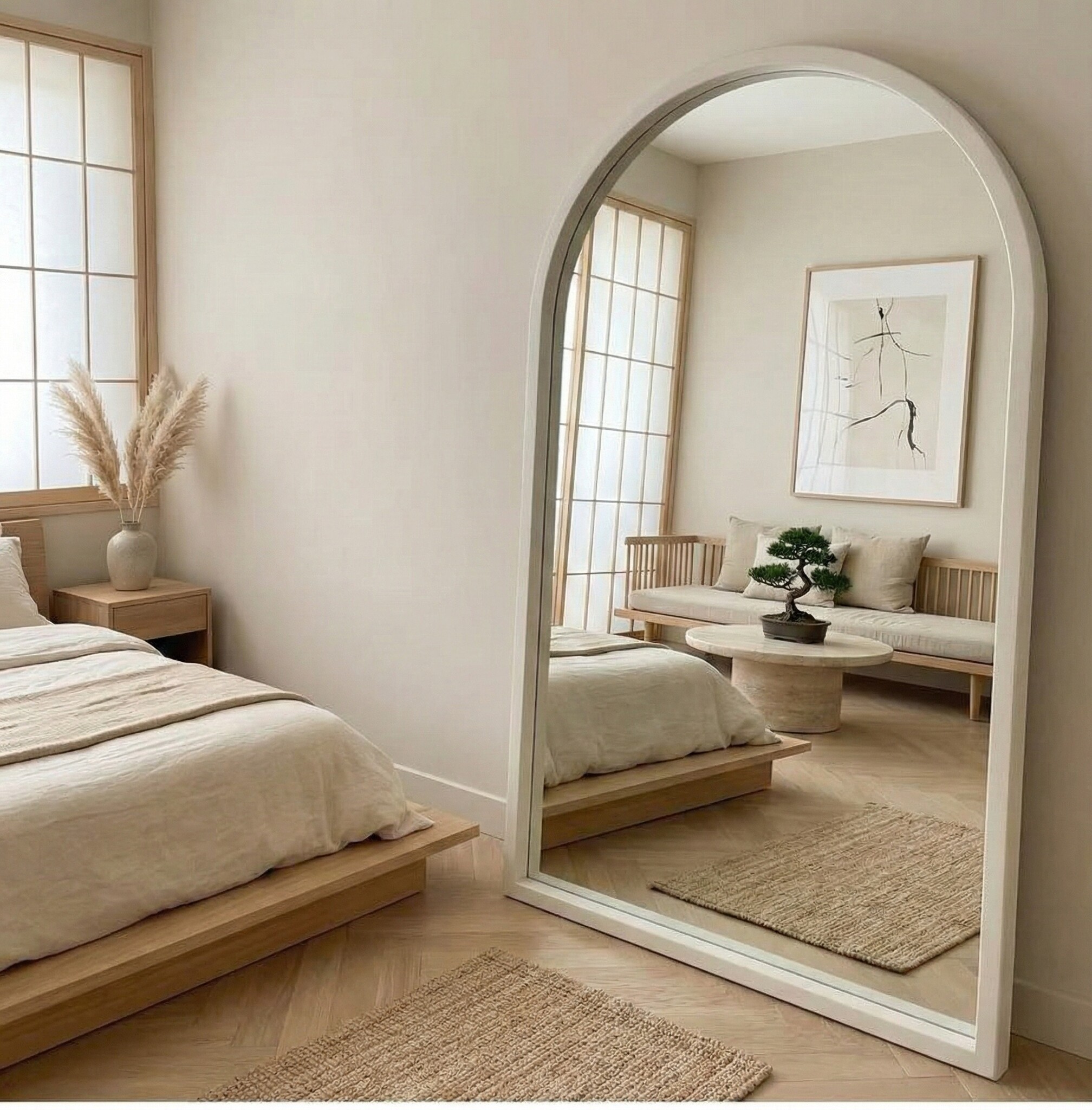 Boogspiegel Ivory Arched  110 x 190 cm - Extra Large - Brede Rand