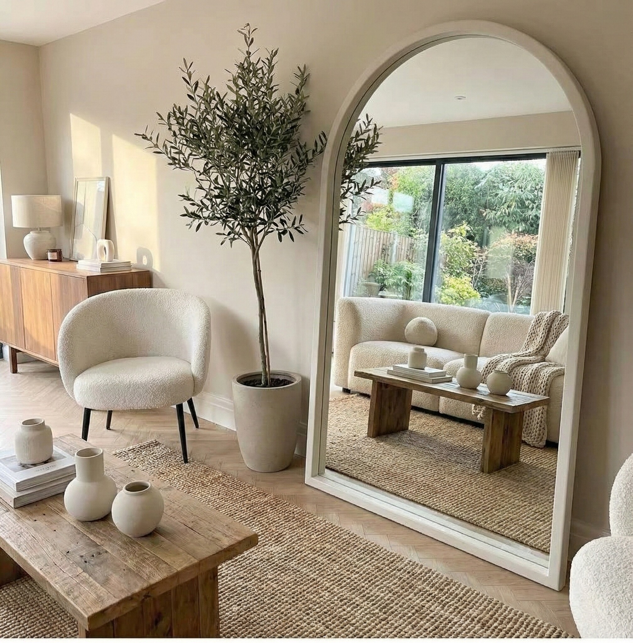 Boogspiegel Ivory Arched  110 x 190 cm - Extra Large - Brede Rand