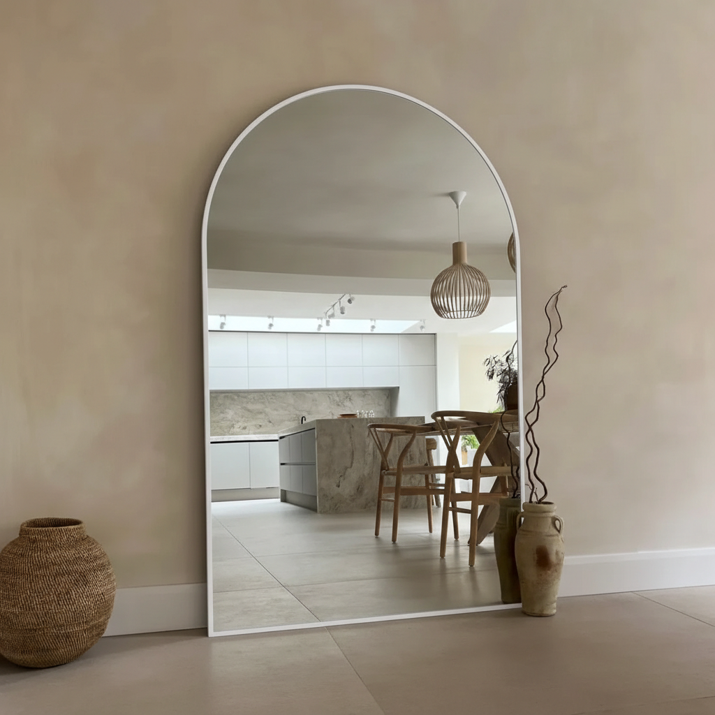 Boogspiegel Wit 100x180 - Staand- en Hangsysteem